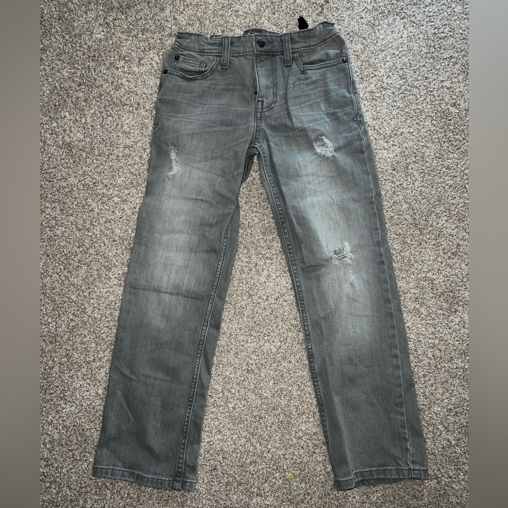 cat and jack boys size 10 distressed straigjt recto gray jeans like new - Picture 1 of 3
